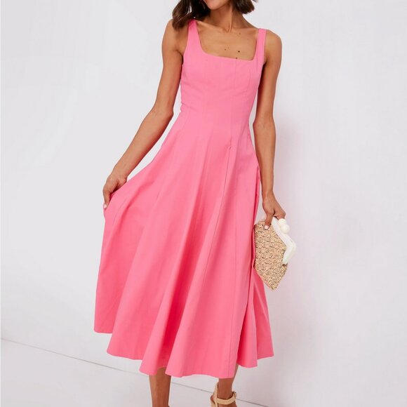 NWT BEST STAUD Wells Midi Dress Plumeria Pink French Cotton Casual Sz6 Classic - Picture 4 of 8